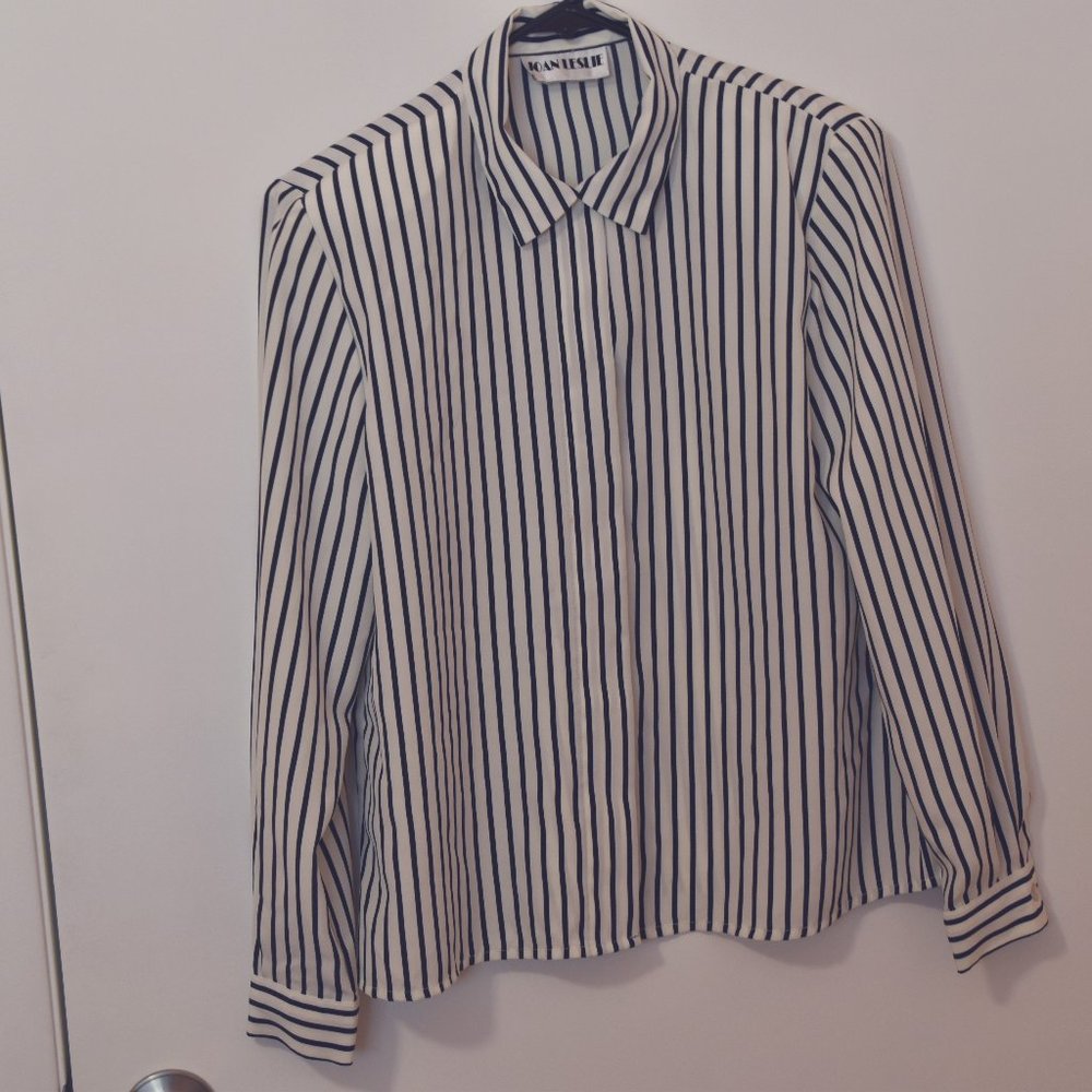 Joan Leslie blouse, white and black, size 6 petite